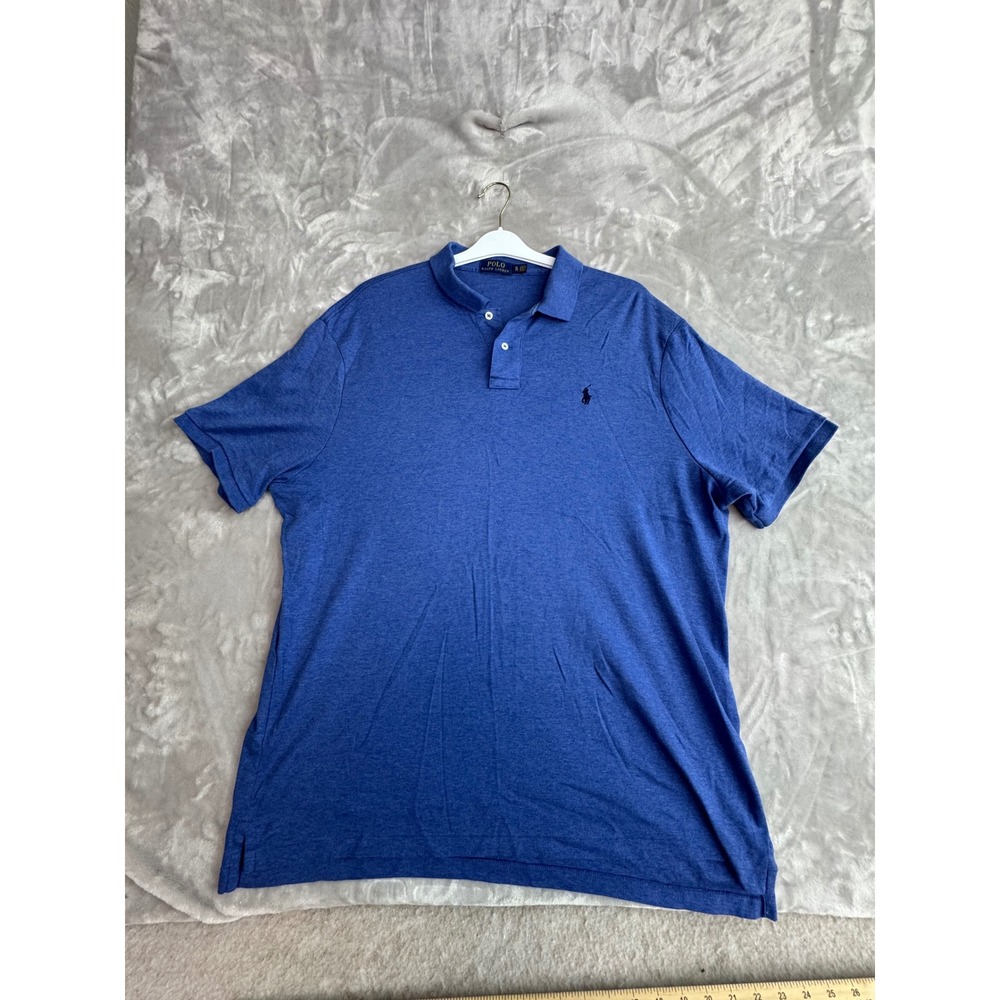 Polo Ralph Lauren Mens XL Blue Heather Cotton Short Sleeve Polo Shirt Pony Logo